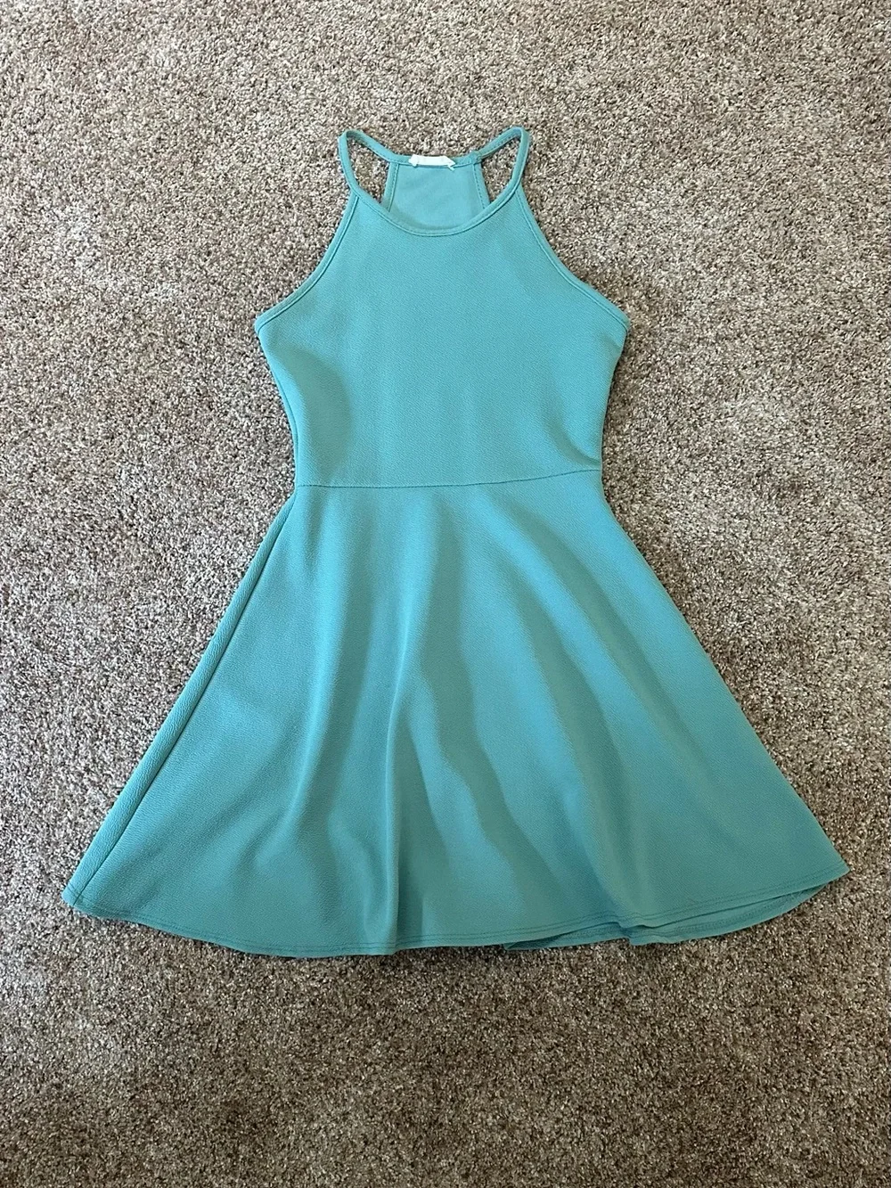 Teal Halter Fit and Flare Mini Dress Small